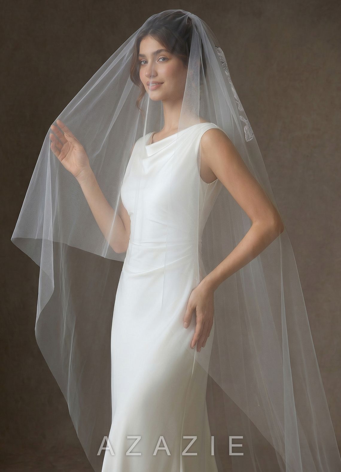 Lace Appliqué Seraphina Chapel Veil  diamond_white