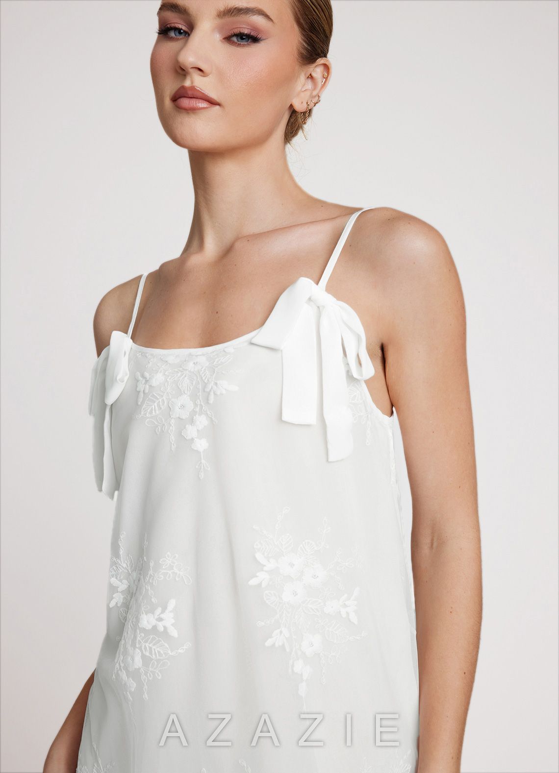 Classic Sheer Lace Satin Slip Dress  white