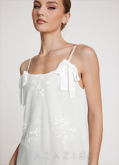 Classic Sheer Lace Satin Slip Dress  white