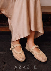 Celeste Rhinestone Mesh Mary Jane Flats  champagne