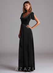 Azazie Soren Black A-Line Velvet Dress black