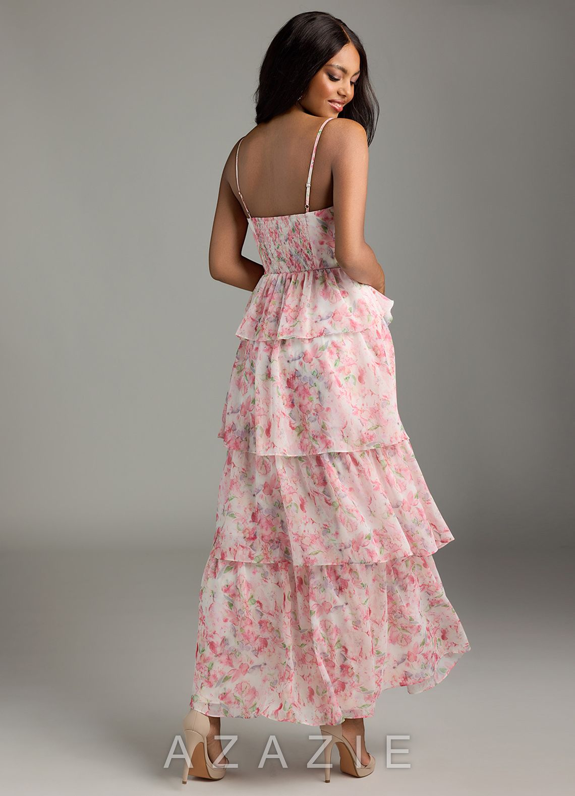 Azazie Kaiden Abstract Watercolor Floral A-Line Sweetheart Neckline Chiffon Dress abstract_watercolor_floral