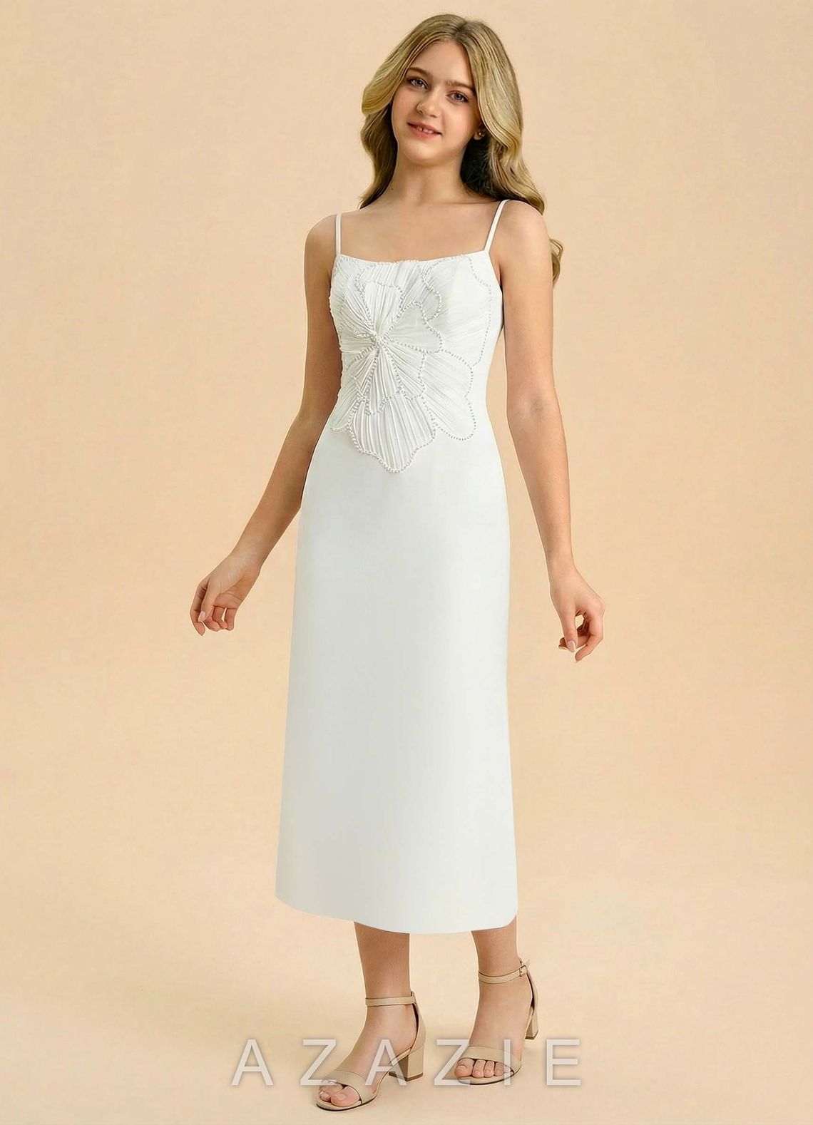 Azazie Leina Junior Formal Dress  white_#wt134112