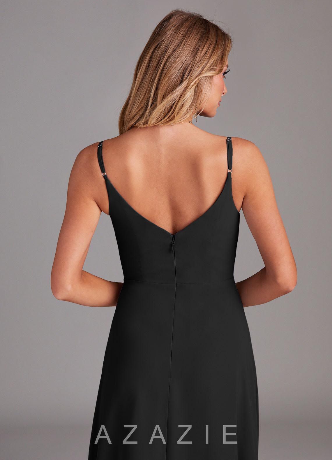 Azazie Daenerys Black A-Line Cowl Chiffon Dress black