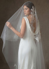 Lace Appliqué Seraphina Chapel Veil  diamond_white
