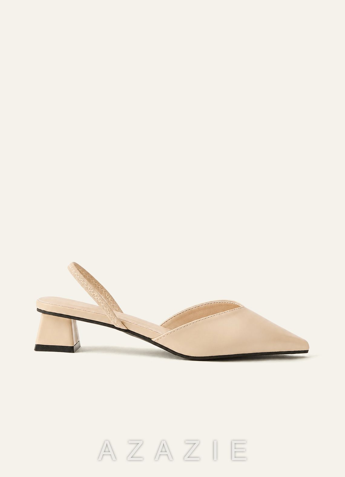 Pointed Toe Slingback Low Heels Sculptural Block Heel Comfortable Dress Shoes