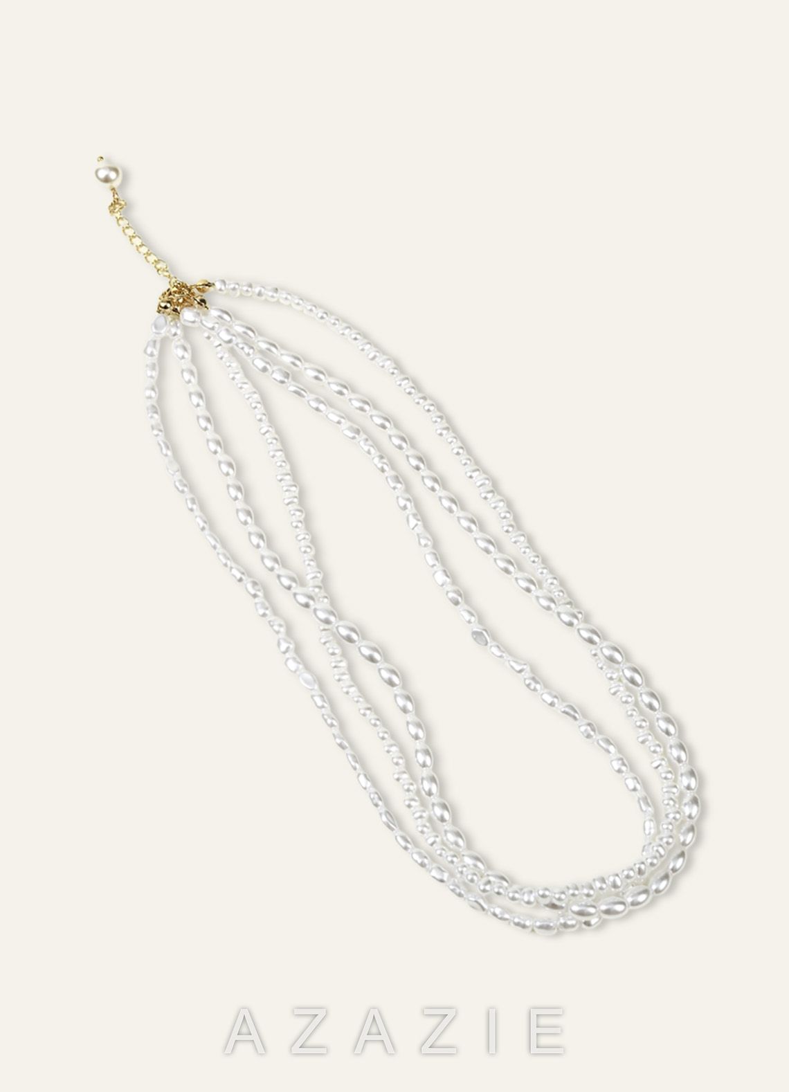 Multi Layer Pearl Choker Necklace  white
