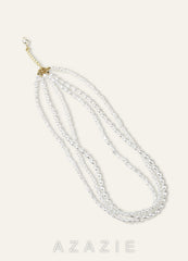 Multi Layer Pearl Choker Necklace  white