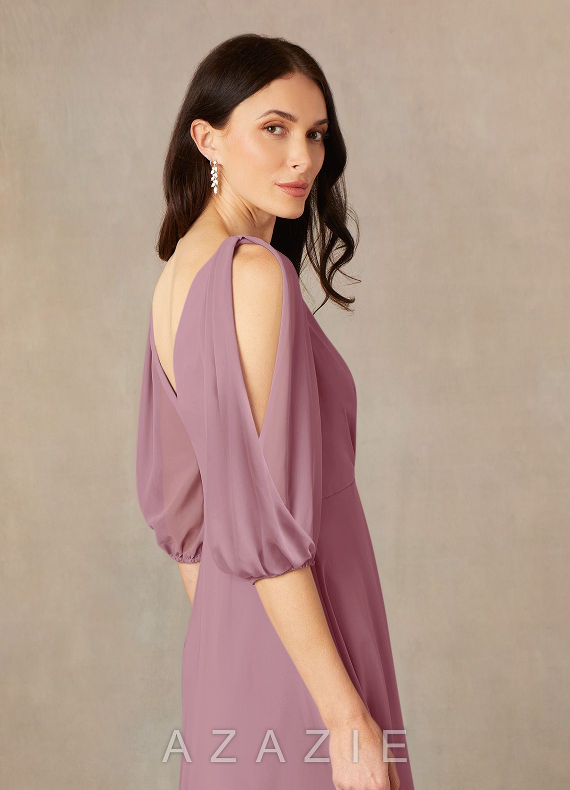 Azazie Bronwyn Vintage Mauve A-Line V-Neck Ruched Chiffon Dress vintage_mauve