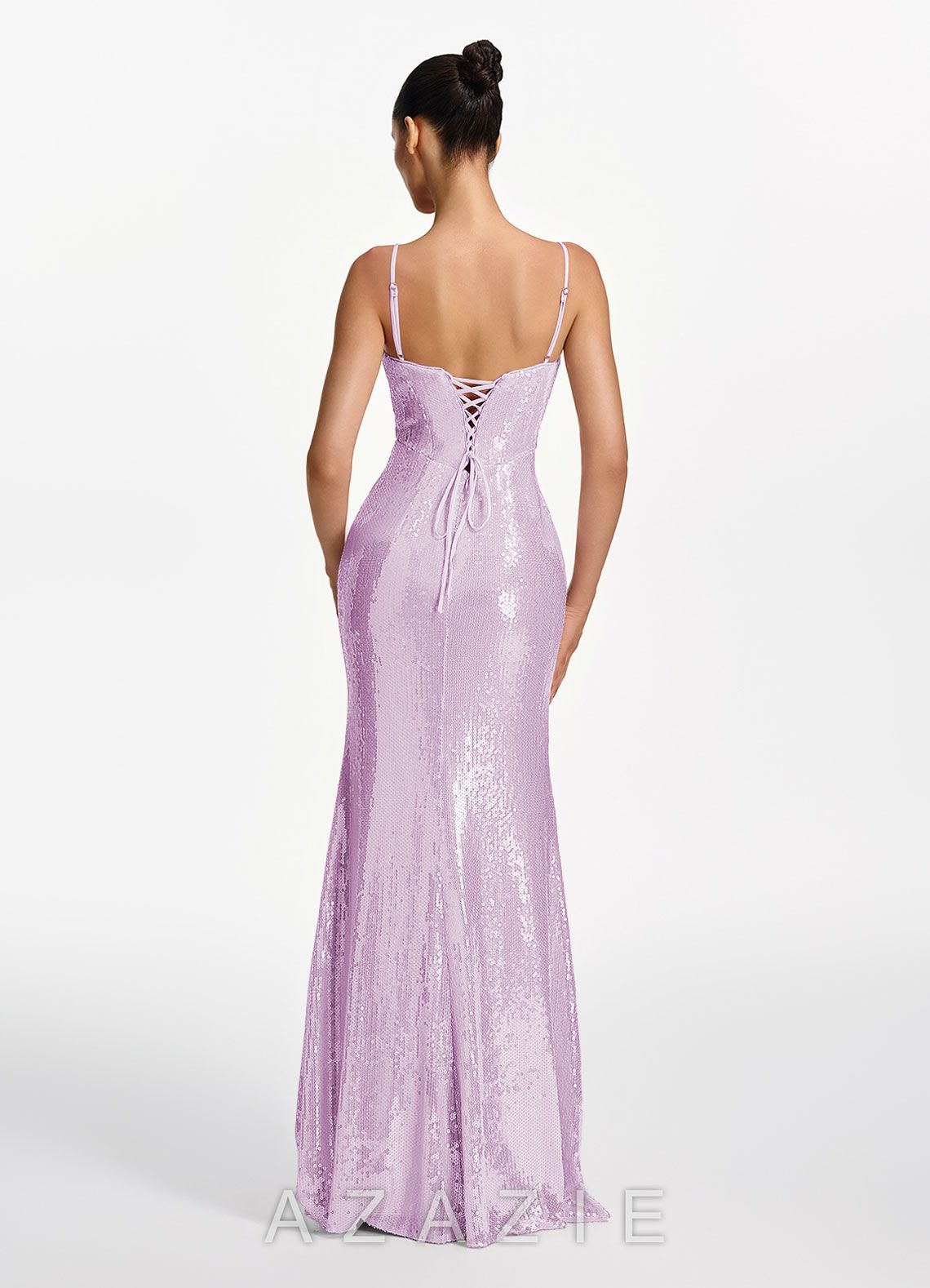 Elodie Lilac Sequins V-neck Mermaid Dress