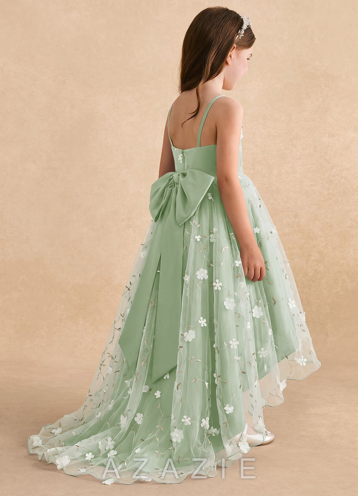 Azazie Celia Dusty Sage A-Line Spaghetti Strap Tulle Dress dusty_sage