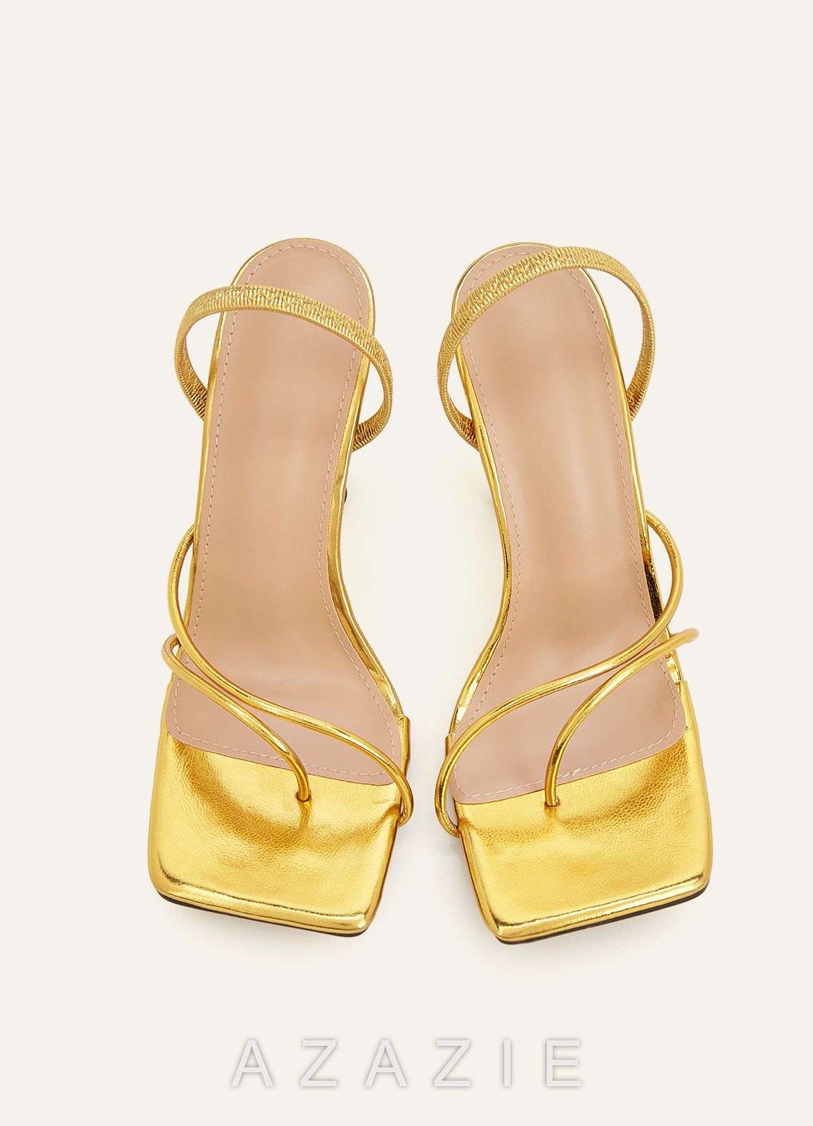 Metallic Strappy Stiletto Heels  gold