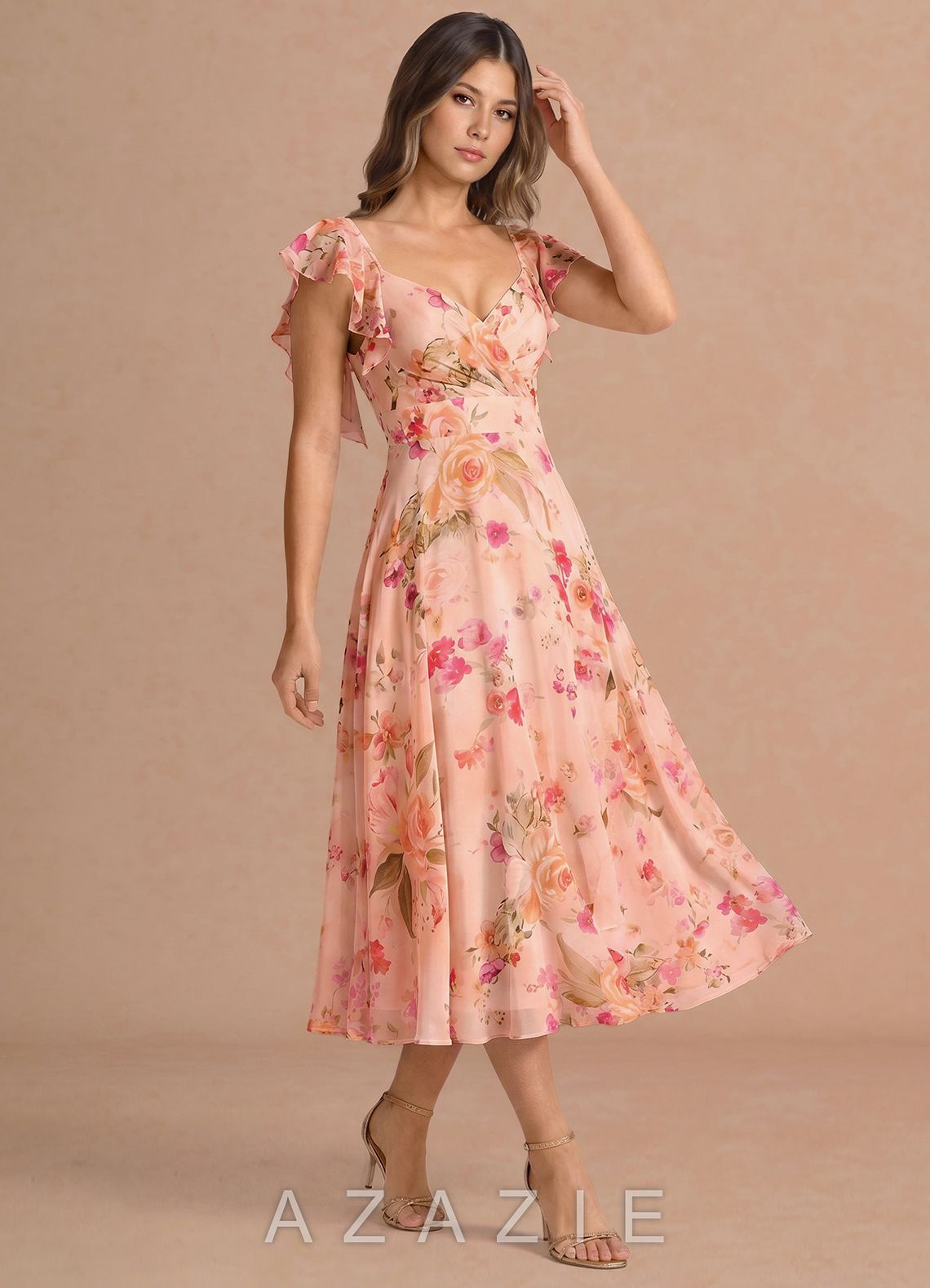 Romilly {color} Midi Dress  sp_abstract_bouquet_floral_#111401