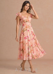 Romilly {color} Midi Dress  sp_abstract_bouquet_floral_#111401