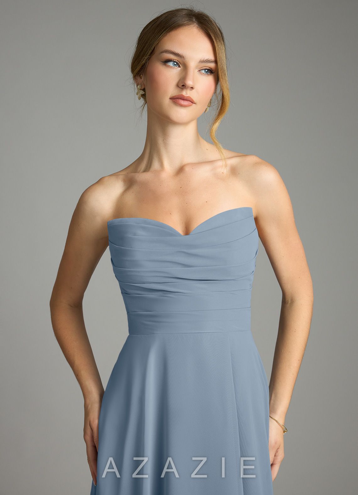 Azazie Ayla Dusty Blue A-Line Sweetheart Neckline Chiffon Dress dusty_blue