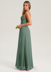 Azazie Terese Eucalyptus A-Line Pleated Chiffon Dress eucalyptus