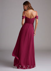 Azazie Marley Burgundy A-Line Off the Shoulder Chiffon Convertible Dress burgundy